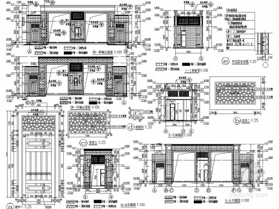 卫生院大门施工图资料下载-地上一层框架结构小区大门结构施工图（含建筑图）