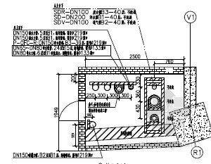 [北京]39层综合大楼给排水施工图纸（酒店、办公、公寓）-6#管井大样图 