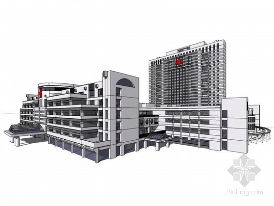综合医院建筑图集资料下载-综合医院建筑SketchUp模型下载