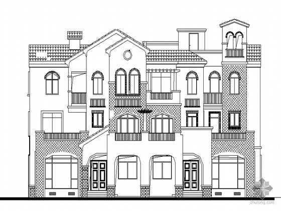 地中海风格建筑设计资料下载-[长沙]某地中海风格豪华双拼别墅建筑施工图
