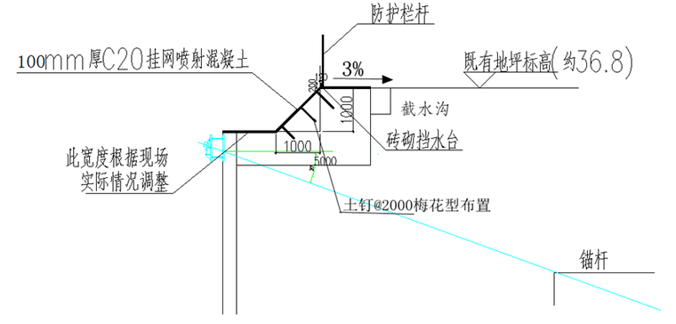 深基坑支护机土方开挖专项施工方案-3挂网喷射混凝土大样