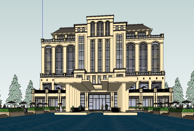 现代酒店设计su资料下载-现代风格酒店建筑模型设计