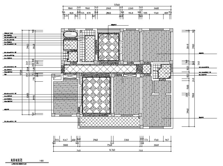 [江苏]美式新古典风格200平四居室住宅设计施工图（附效果图）-地面铺装图