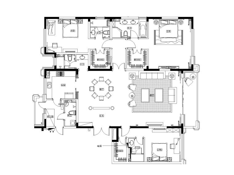 万达建筑图纸资料下载-[济南]万达广场CD豪宅样板房装修施工图