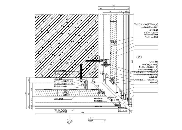 广州3栋超高层(办公楼+酒店)幕墙施工图204-单元体幕墙竖剖节点图