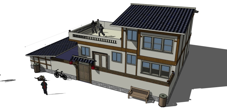 住宅SU建筑模型免费下载资料下载-乡村住宅建筑设计SU模型
