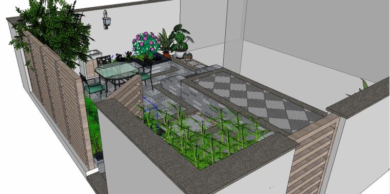 苏州庭院设计模型资料下载-家庭小庭院景观模型设计