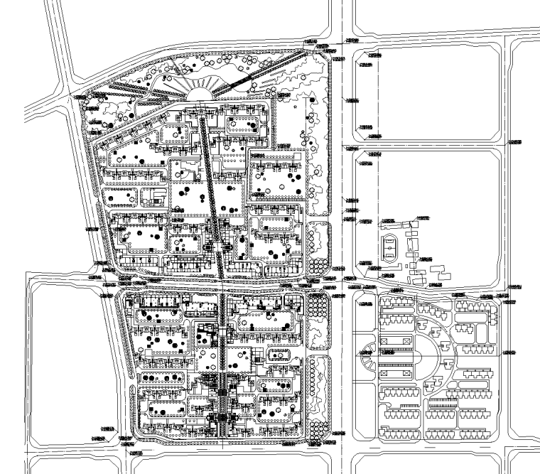景观施工图规范cad资料下载-[北京]新北京故事居住区景观CAD施工图（含手绘方案及室内布局）