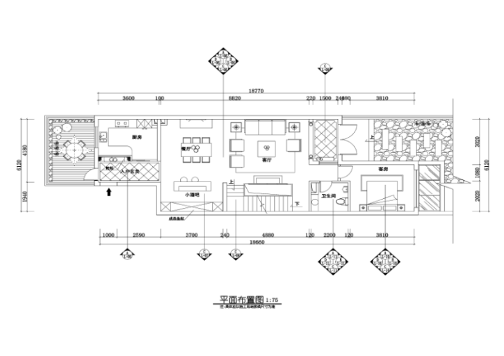 张生欧式风格别墅住宅室内装修设计施工图及效果图-平面布置图