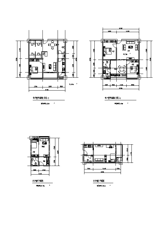 现代高层商住综合楼建筑设计施工图CAD-现代高层商住综合楼建筑设计居住部分户型图