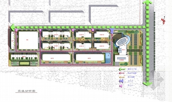 [威海]某产业科技园办公区规划单体设计方案（含PPT）-交通分析图