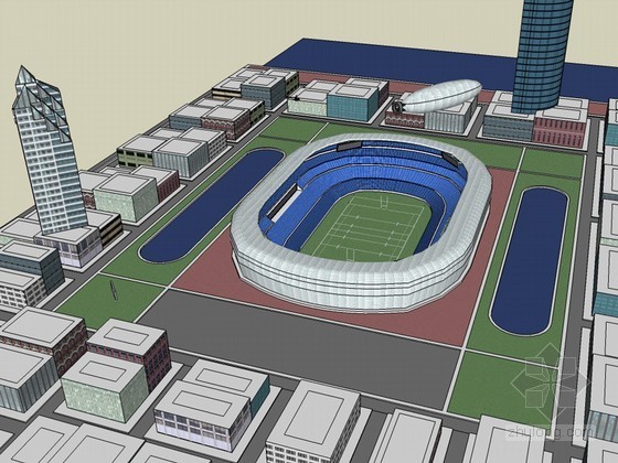 城市建筑群草图模型资料下载-体育馆建筑群SketchUp模型下载