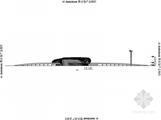 [山东]流线型统一壳状屋面综合水上体育馆建筑设计方案文本（含CAD）-流线型统一壳状屋面综合水上体育馆建筑立面图