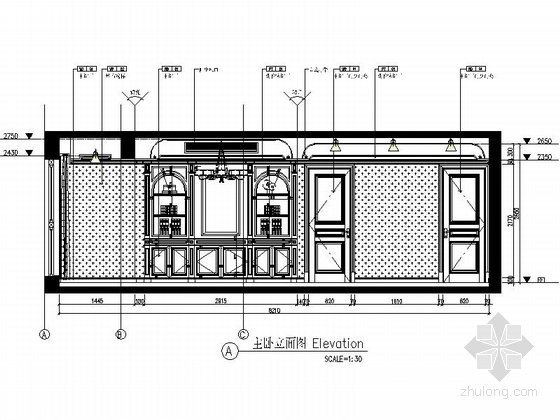 [宁波]中央国际豪宅精品简欧风情三居室CAD装修施工图（含高清效果图）立面图