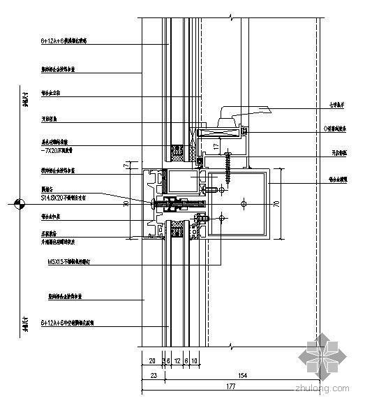 某明框玻璃幕墙节点构造详图