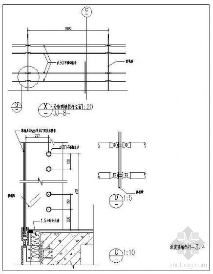玻璃栏杆dwg资料下载-沿玻璃墙栏杆详图（二）