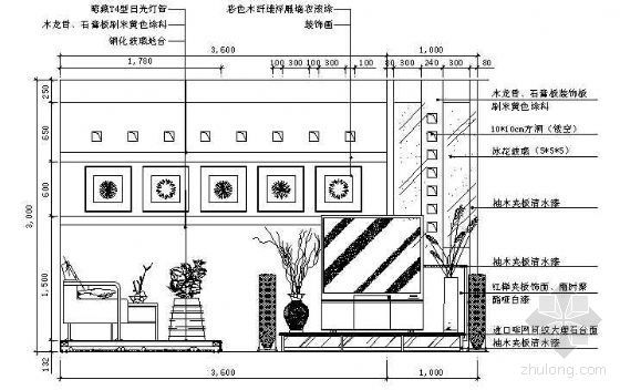 电视背景墙图片客厅资料下载-客厅电视背景墙立面图