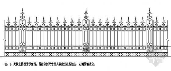 围墙铁艺栏杆大门cad资料下载-铁艺栏杆示意图