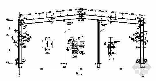 单坡钢架图纸资料下载-某带吊车门式刚架结构图纸