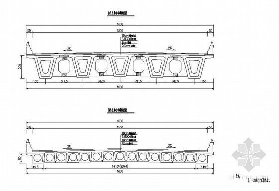 连续梁桥上部结构图纸资料下载-预应力混凝土连续箱梁桥上部结构横断面节点详图设计