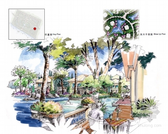 [郑州]法式新古典风格滨水别墅区景观概念设计方案-图7