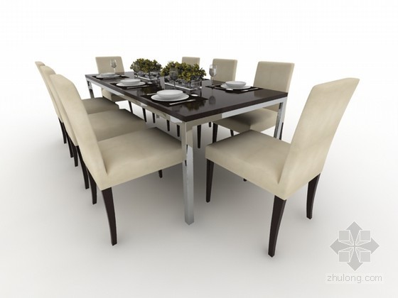 4人餐桌模型资料下载-八人餐桌椅组合