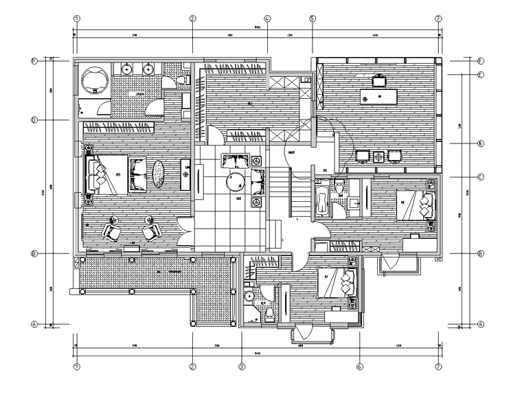 [北京]观塘别墅室内设计施工图-二层平面布置图