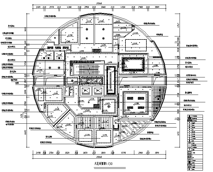 [江西]国际金融办公空间设计施工图（附效果图）-天花布置图