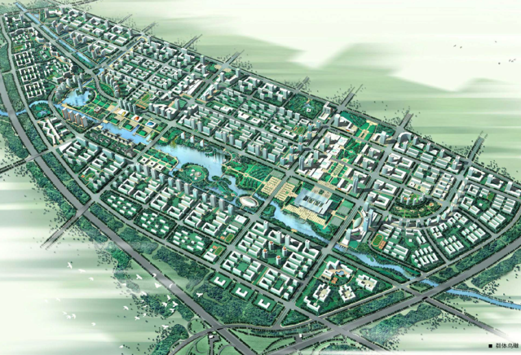 [北京]通州南部城区城市设计方案文本-群体鸟瞰图
