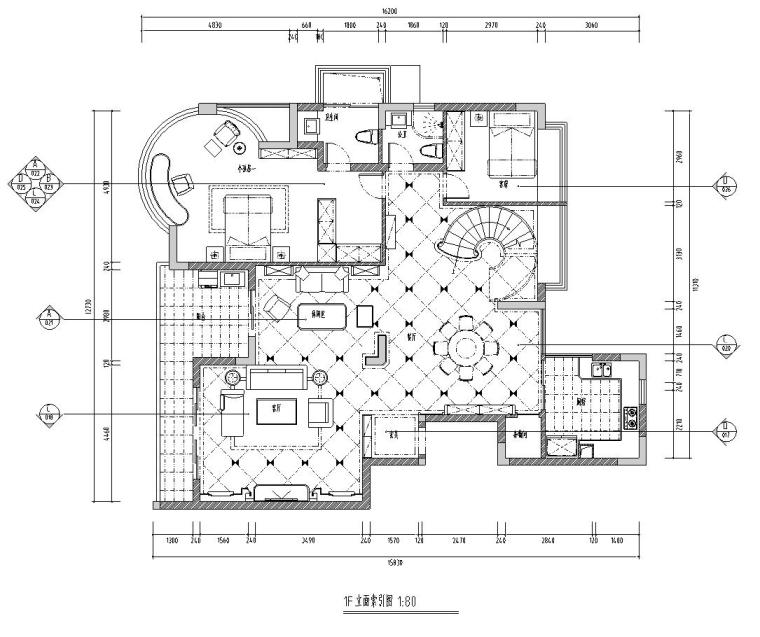 远辰山水一号居住区区复式楼施工图设计（CAD+实景图）-立面索引图