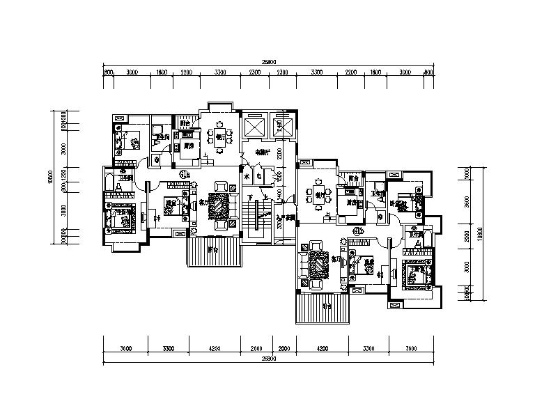 [江西]高层塔式住宅楼建筑户型图