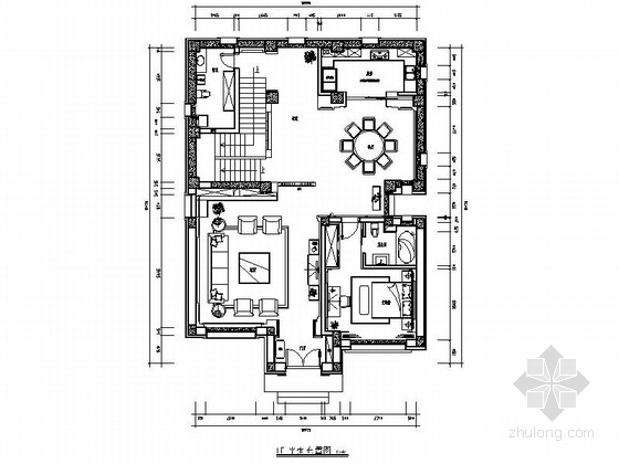 中式客厅装修施工图资料下载-[山西]精致中式三层别墅室内装修施工图（含效果）