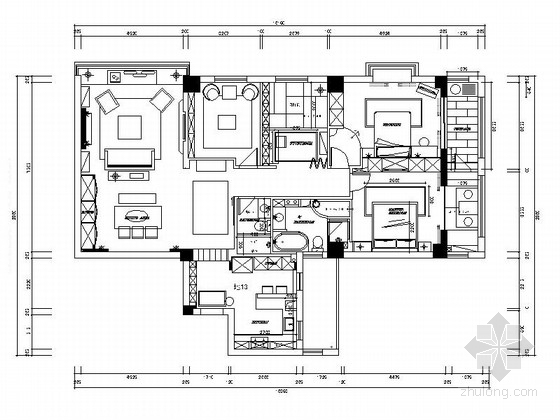 室内装修三室资料下载-[温州]美式田园三室两厅室内装修图（含实景）