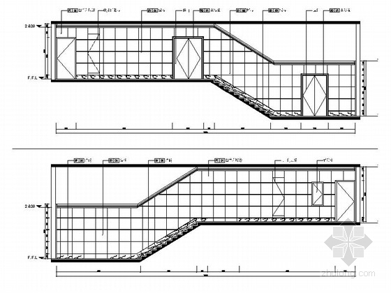 [长沙]新城花园小区现代高档电梯厅室内装修图（含效果）-电梯厅过道立面图 