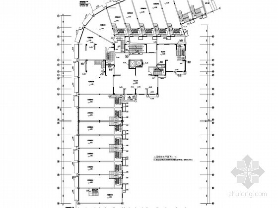 [福建]高层住宅楼及地下室给排水消防施工图（冷凝水系统）-给排水平面图 