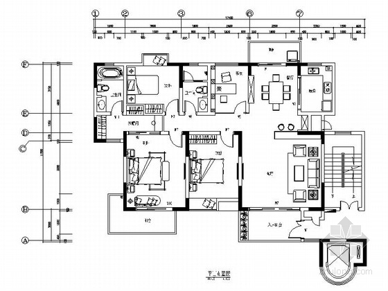 商务中心cad平面图资料下载-[江苏]商务中心住宅区现代四居室样板房室内装修图（含电气图）