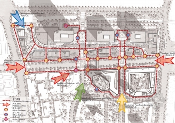 [湖北]滨江地区现代风格商业综合体建筑设计方案文本-滨江地区现代风格商业综合体建筑分析图