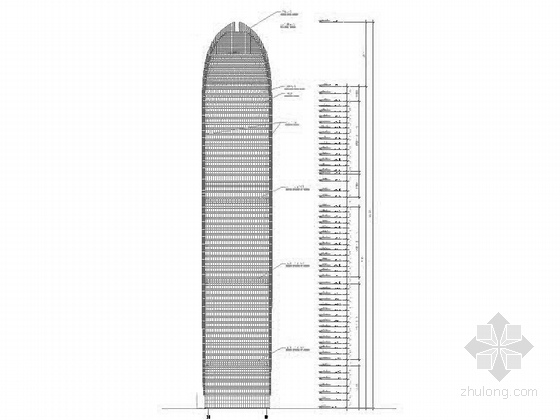 [福建]250米玻璃幕墙双塔商业办公综合体建筑施工图（ 地标建筑 中国第一双子塔）-250米玻璃幕墙商业办公综合体建筑立面图