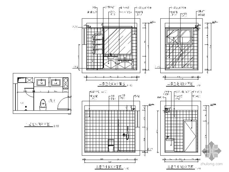家装CAD平面图立面图资料下载-别墅卫生间立面图