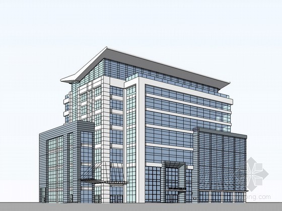 现代办公园区模型资料下载-现代办公建筑SketchUp模型