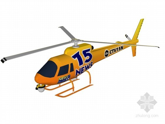 直升机停机坪面积资料下载-黄色直升机SketchUp模型下载