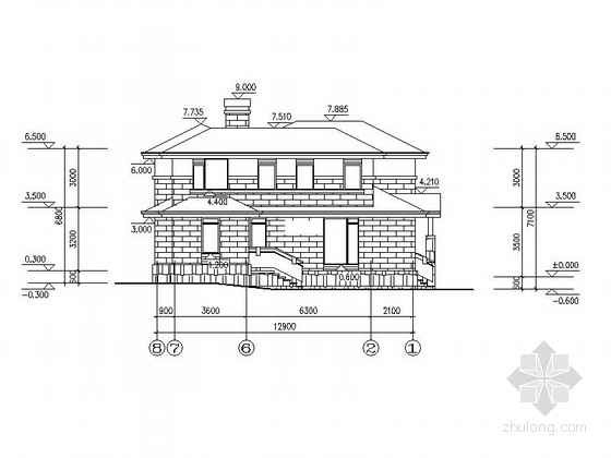 [新农村]2层简欧式独栋别墅建筑设计施工图（含效果图）-2层简欧式独栋别墅建筑立面图