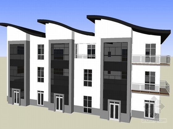 低层住宅cad设计资料下载-低层住宅SketchUp模型下载