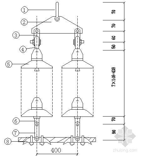 锚索组装资料下载-110KV双串悬垂绝缘子串组装图