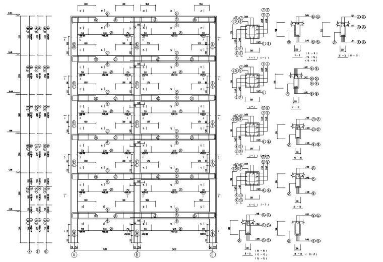 某六层框架住宅楼建筑图结构图-框架配筋图