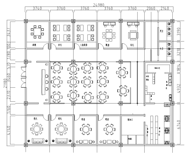 中式餐厅建筑方案资料下载-宋元中式餐厅室内装修施工图（含效果图）