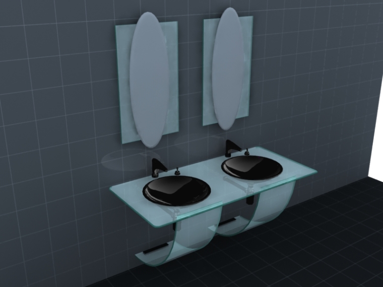 洗手盆节点CAD图资料下载-玻璃洗手盆3D模型下载