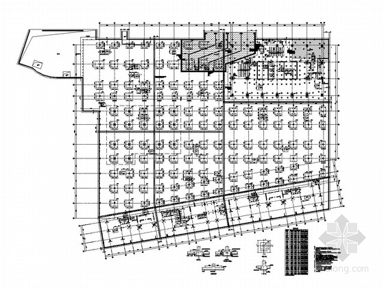 [商业中心]23层框筒高层及框剪多层结构施工图-基础平面布置图 