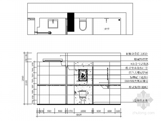 [浙江]美式风格四居室装修设计施工图（含效果）卫生间立面图