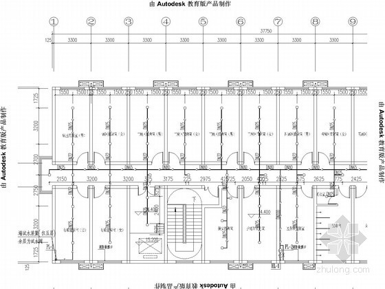 [浙江]精神病医院给排水及消防施工图-喷淋平面图 